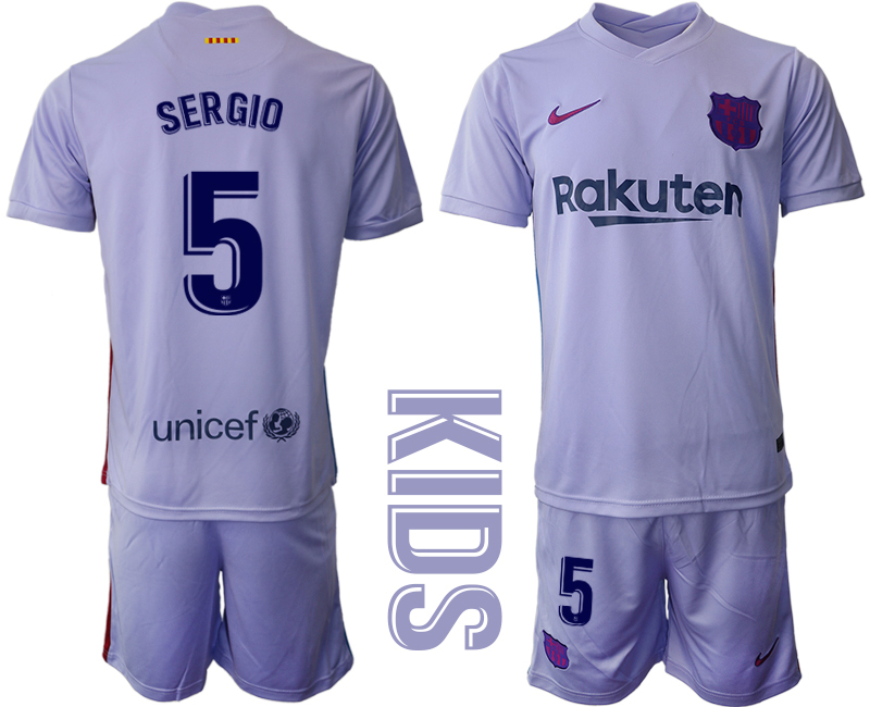 Youth 2021-2022 Club Barcelona away purple #5 Soccer Jersey